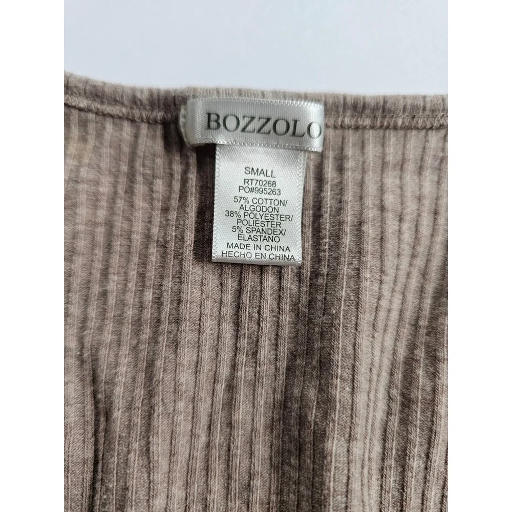 Ribbed V Neck Tee Womens S‎ Taupe Fitted Basic Minimalist Crop Top